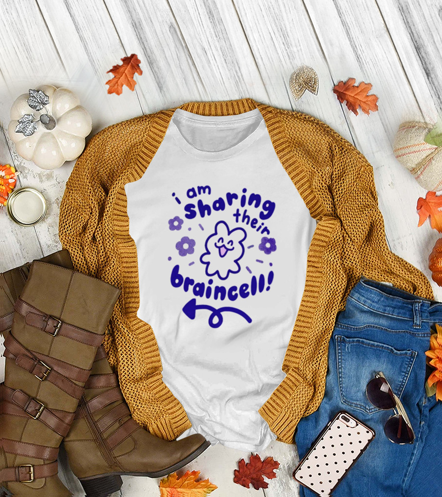 I Am Sharing Their Braincell Playful Character with Flowers and Arrow T-Shirt