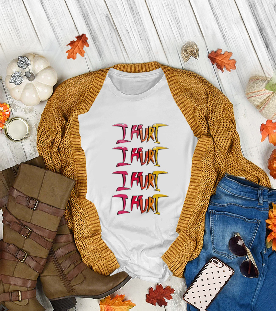 I HURT Multicolor Graffiti Text Art T-Shirt