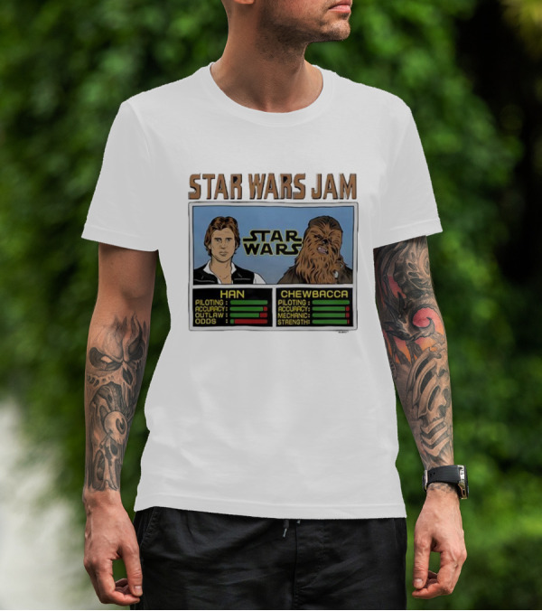 Star Wars Jam Han Chewbacca Piloting Accuracy Outlaw Strength T-Shirt