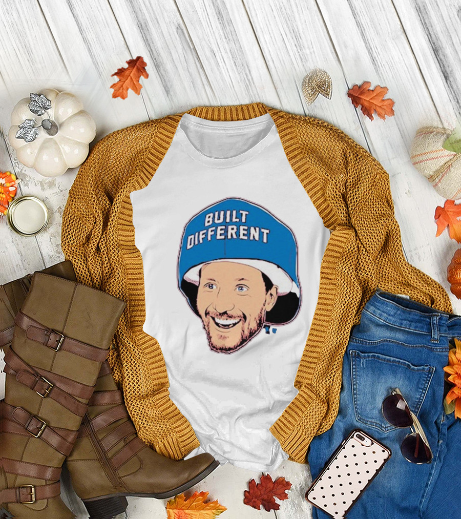 Gabriel Landeskog Built Different Blue Helmet Illustration T-Shirt
