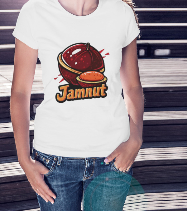 Jamnut Bold Fruit Style Text And Iconic Split Shell Nut T-Shirt