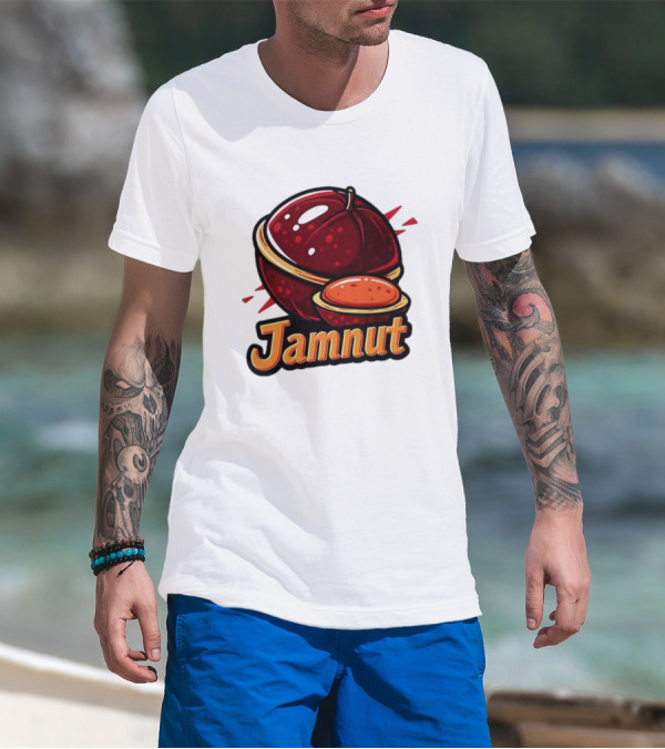 Jamnut Bold Fruit Style Text And Iconic Split Shell Nut T-Shirt