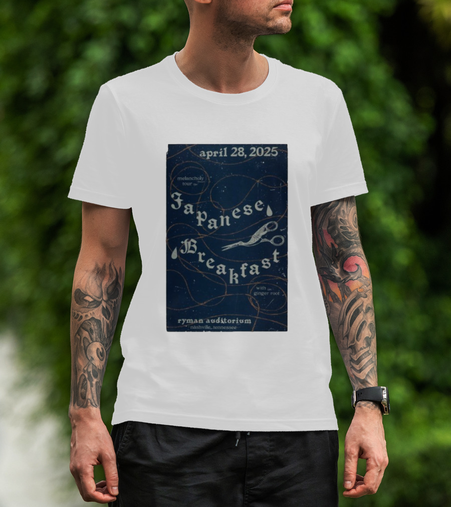 April 28 2025 Melancholy Tour Japanese Breakfast Ryman Auditorium Nashville With Ginger Root T-Shirt