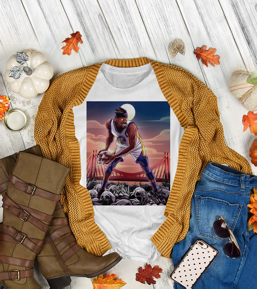 Golden State Warriors Basketball Skulls Bridge Sunset T-Shirt