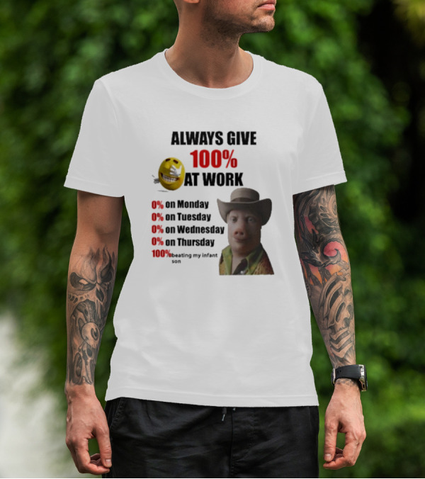 John Pork Always Give 100% At Work Emoji Cowboy Hat T-Shirt