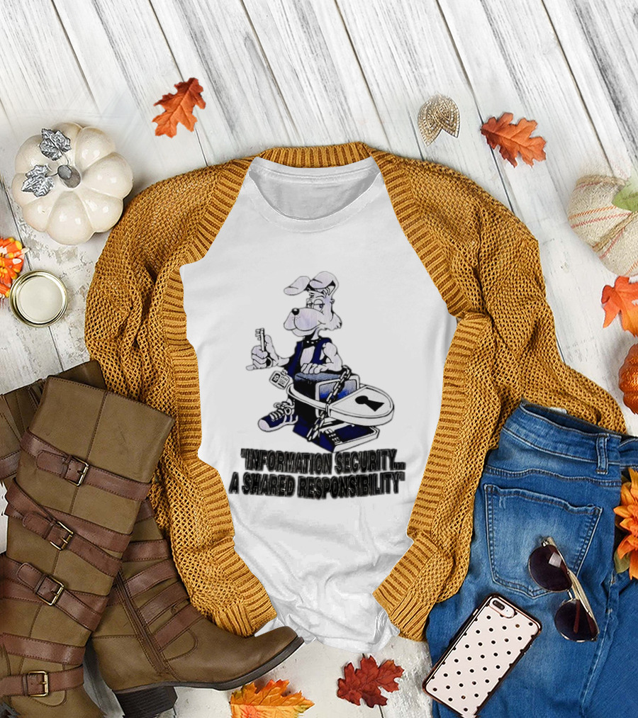 Information Security a Shared Responsibility with Lock and Key Dog Character T-Shirt