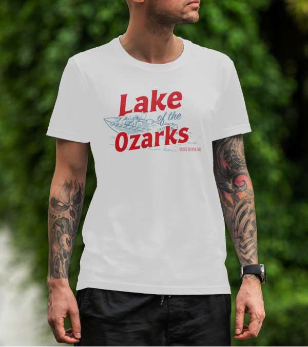 Lake Of The Ozarks Osage Beach MO Retro Boat Illustration T-Shirt