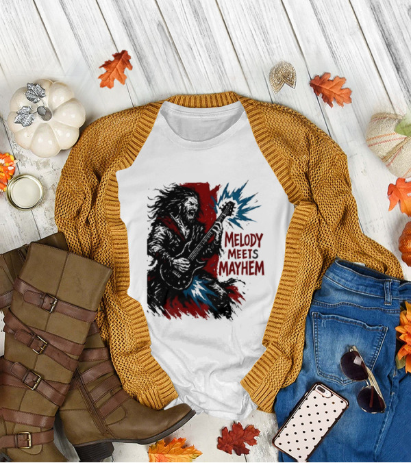 Melody Meets Mayhem Electric Red And Blue Burst T-Shirt