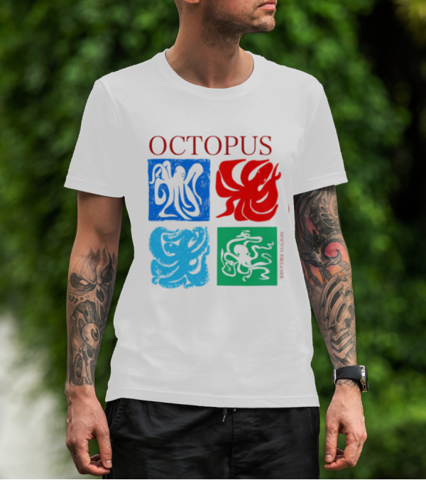 Octopus NewtonFaulkner Four Colored Abstract Squares T-Shirt