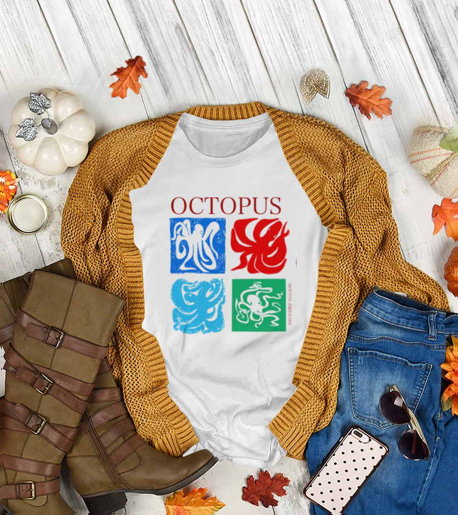 Octopus NewtonFaulkner Four Colored Abstract Squares T-Shirt