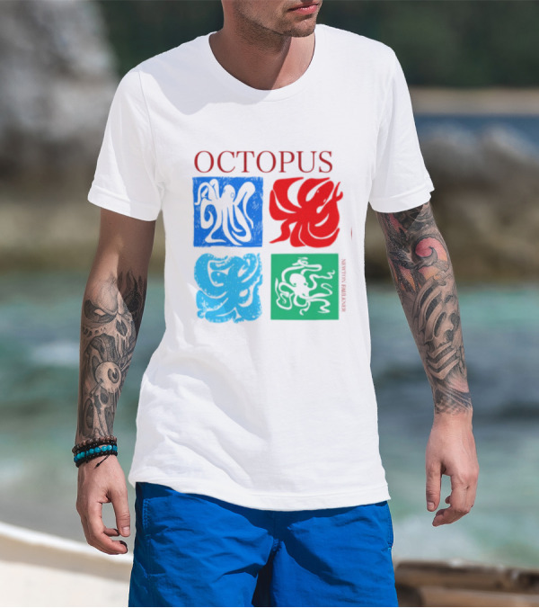 Octopus NewtonFaulkner Four Colored Abstract Squares T-Shirt