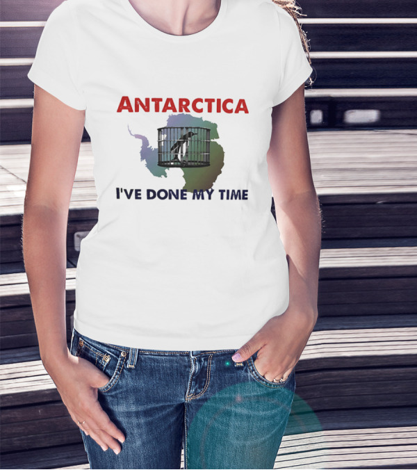 Antarctica I’ve Done My Time Penguin Jail Map T-Shirt