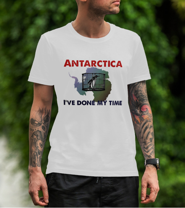 Antarctica I’ve Done My Time Penguin Jail Map T-Shirt