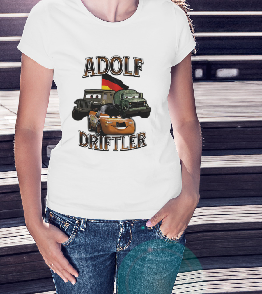 Pixar Cars Adolf Driftler Cartoon Parody T-Shirt