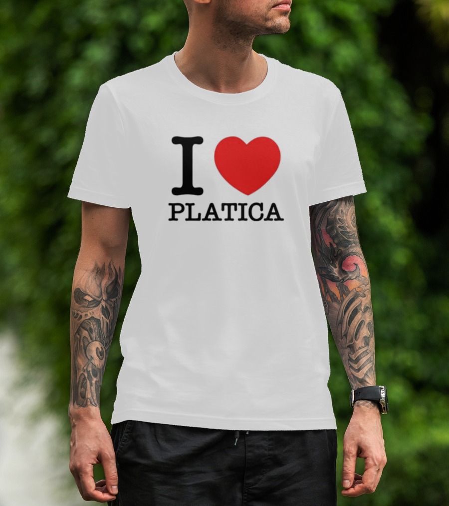 Sazonstudios I Heart Platica Bold Text Red Heart Design T-Shirt