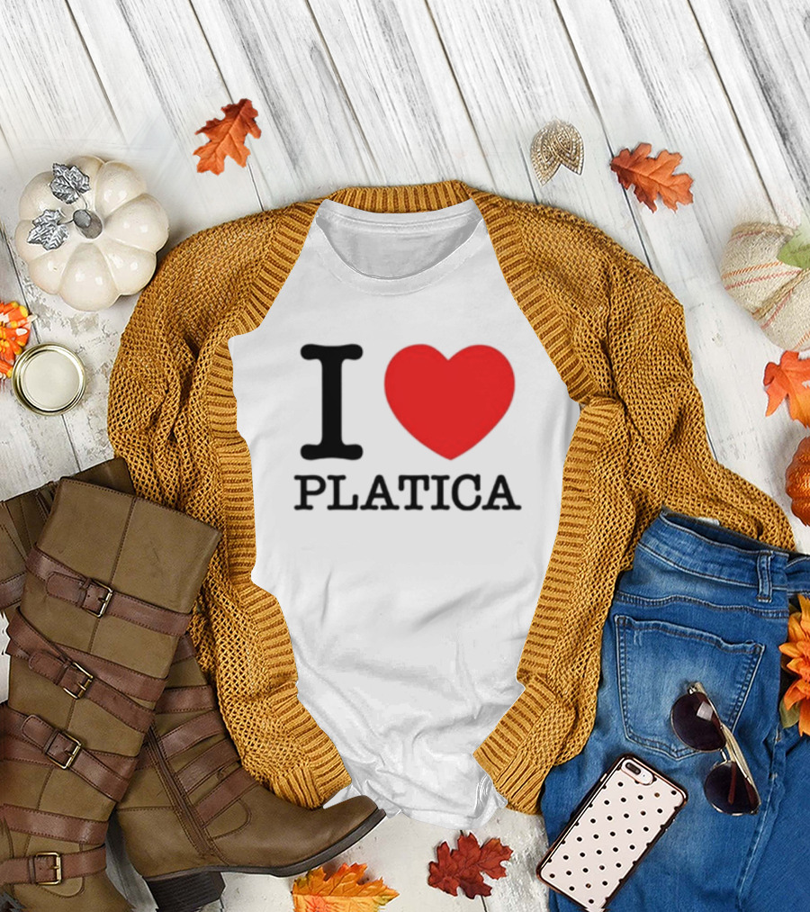 Sazonstudios I Heart Platica Bold Text Red Heart Design T-Shirt