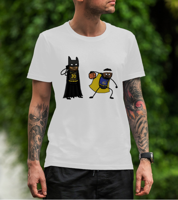 Batman Robin Stephen Curry Jimmy Butler Golden State Warriors Basketball Cartoon T-Shirt