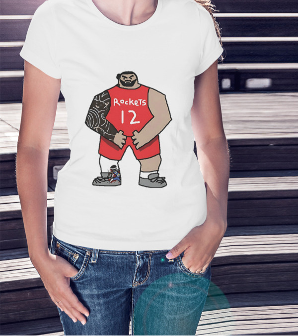 Houston Rockets Cartoon Figure No.12 Basketball Steven Adams T-Shirt