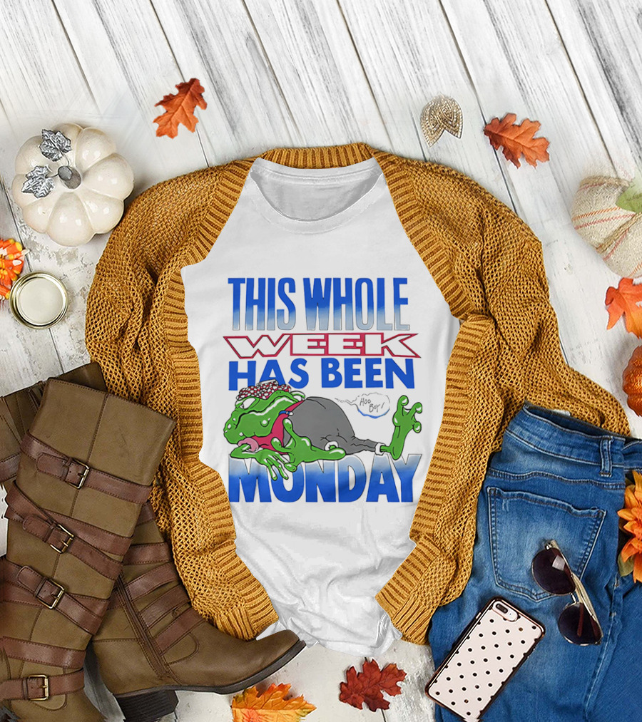 This Whole Week Has Been Monday Toad Cartoon Tired Frog T-Shirt