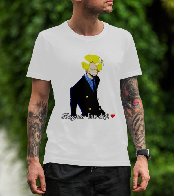 Vinsmoke Sanji Bonjour Fine Shyt Cartoon Character Heart Icon T-Shirt