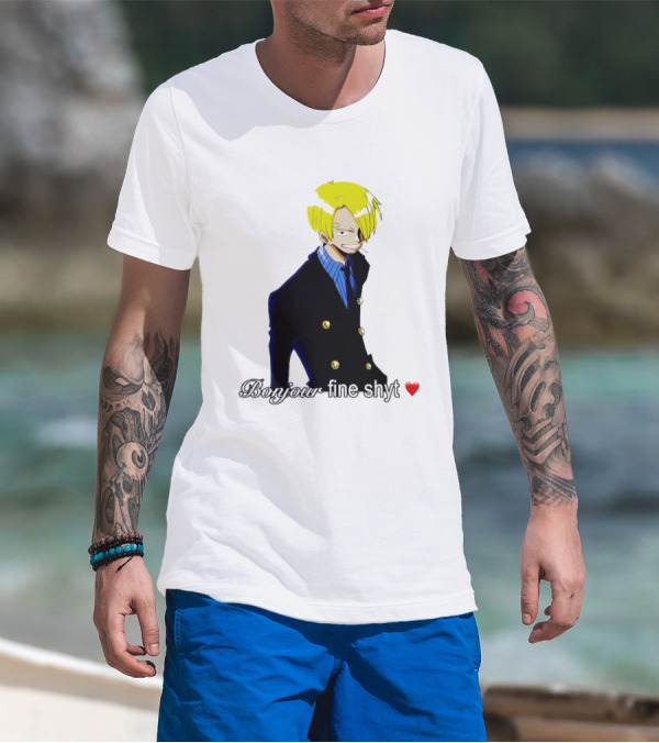Vinsmoke Sanji Bonjour Fine Shyt Cartoon Character Heart Icon T-Shirt
