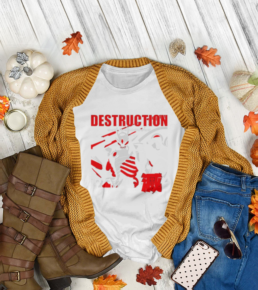 Within Destruction Animetal Robot Battle Scene Red White Black T-Shirt