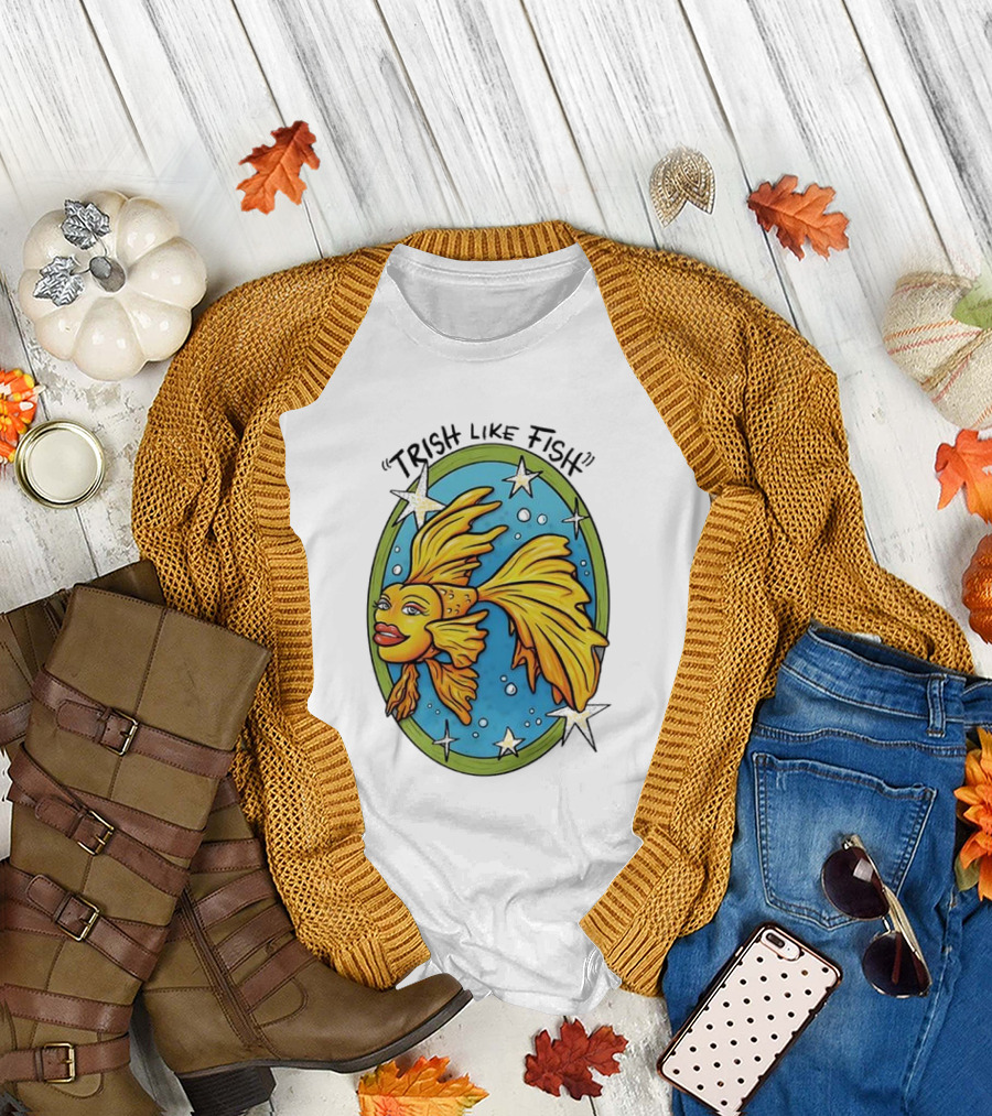 Trish Like Fish Goldfish with Stars and Bubbles T-Shirt