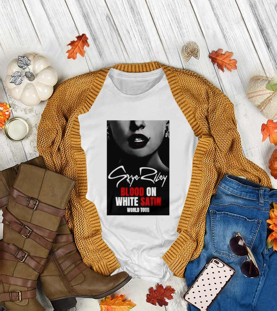 Blood Satin Skye Riley World Tour Lush Red Lips Shadowed Face T-Shirt
