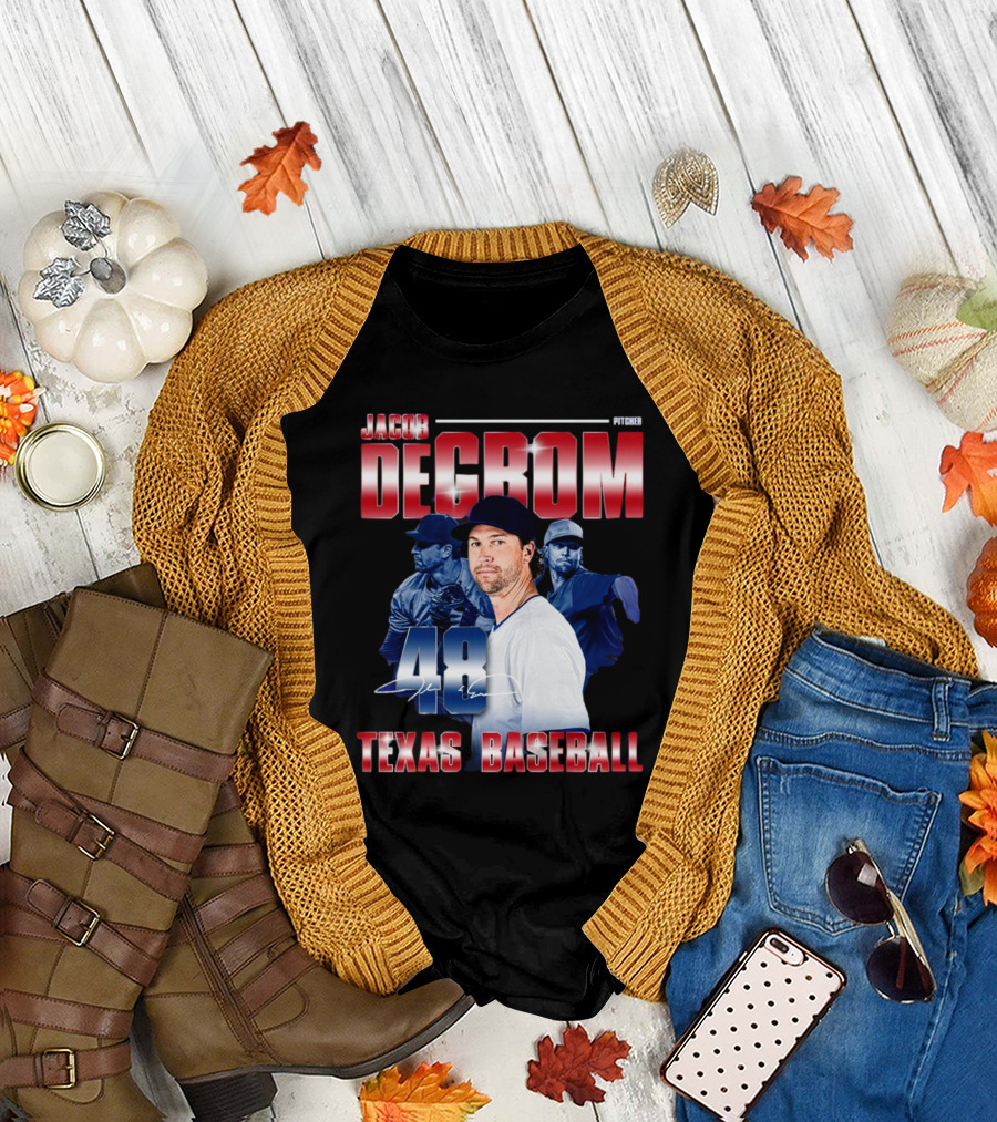 Jacob deGrom Texas Baseball 48 Retro 90’s MLBPA T-Shirt