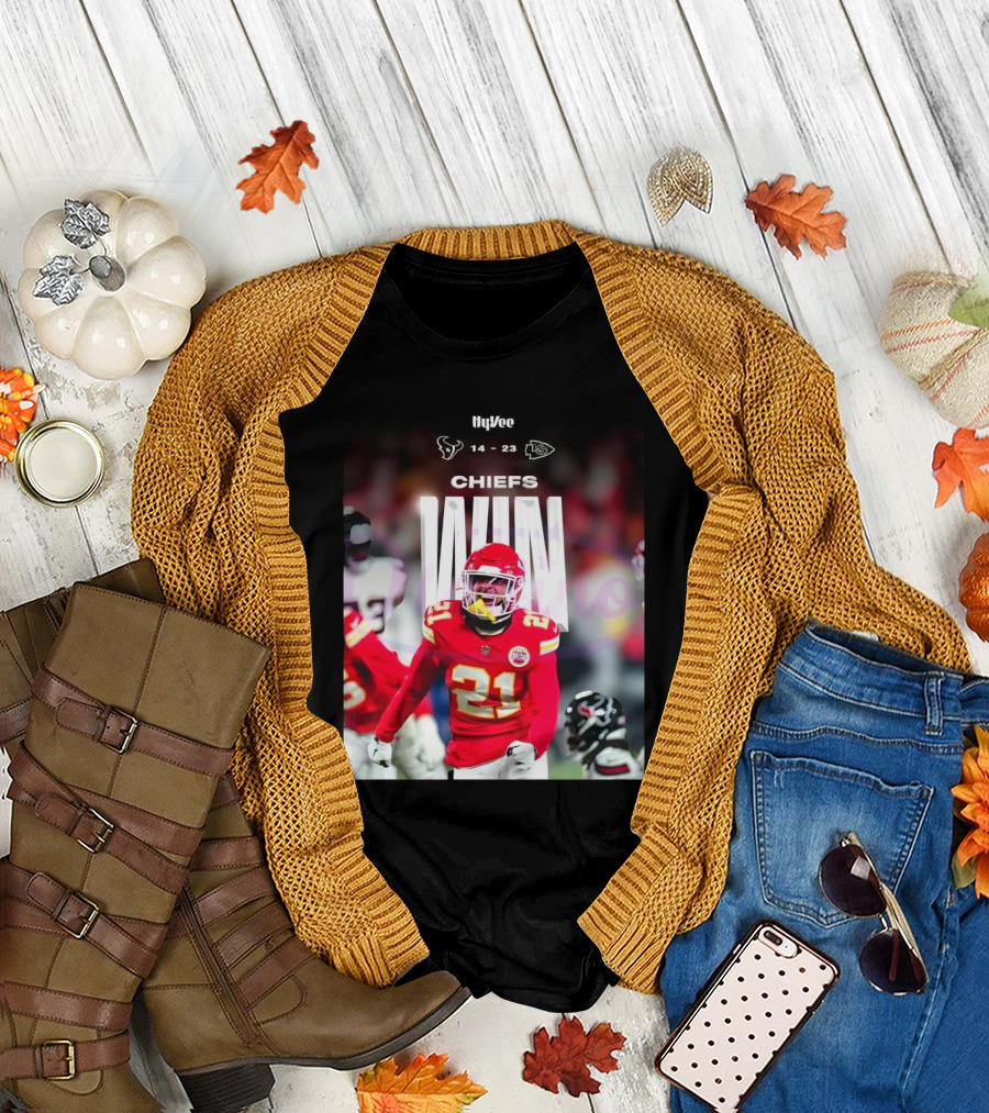 HyVee Chiefs Win Over Texans 14-23 Jaden Hicks 2025 T-Shirt