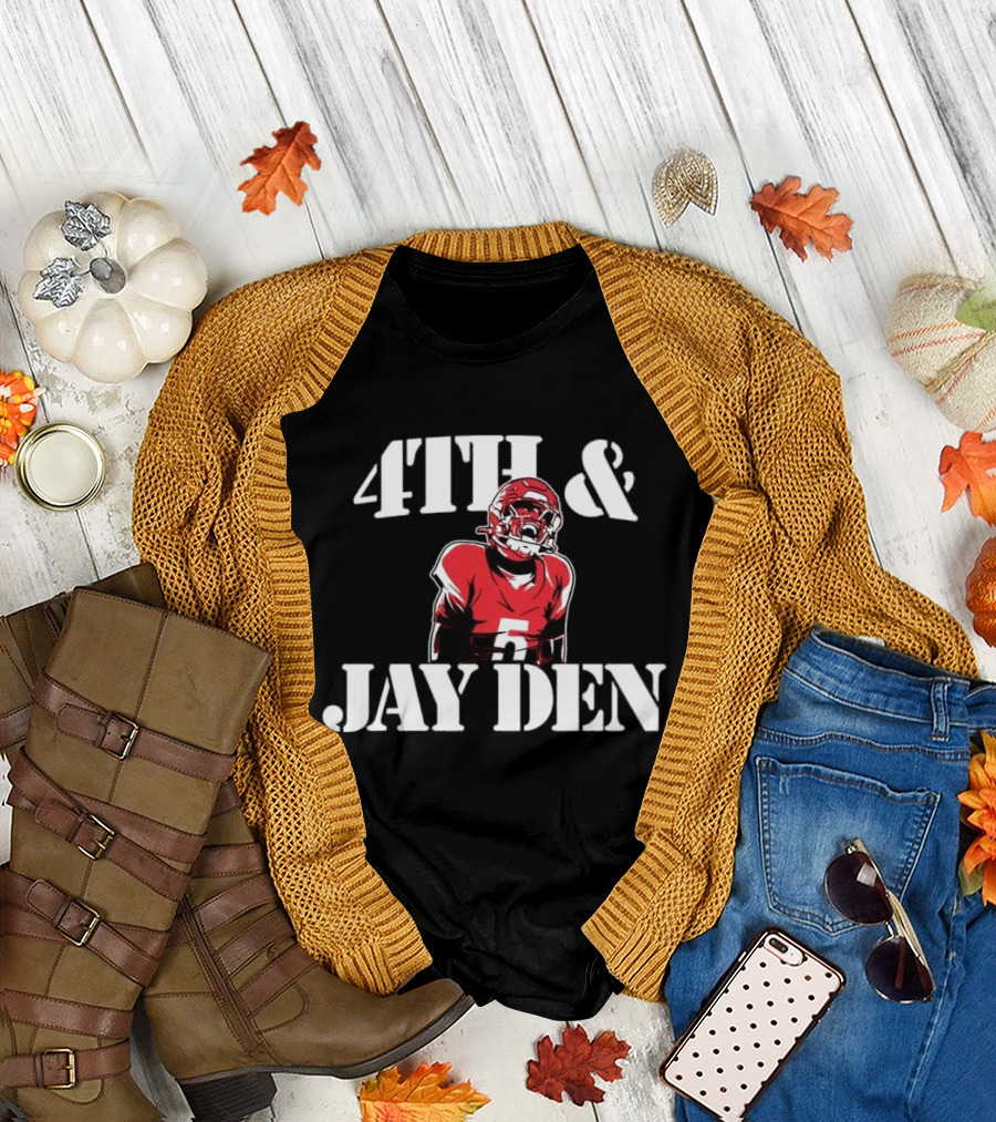 4TH & JAYDEN Football Quarterback in Red Jersey 5 T-Shirt