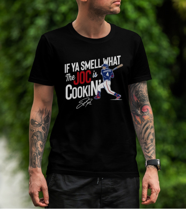 Joc Pederson If Ya Smell What The Joc Is Cookin Baseball Batting Stance T-Shirt