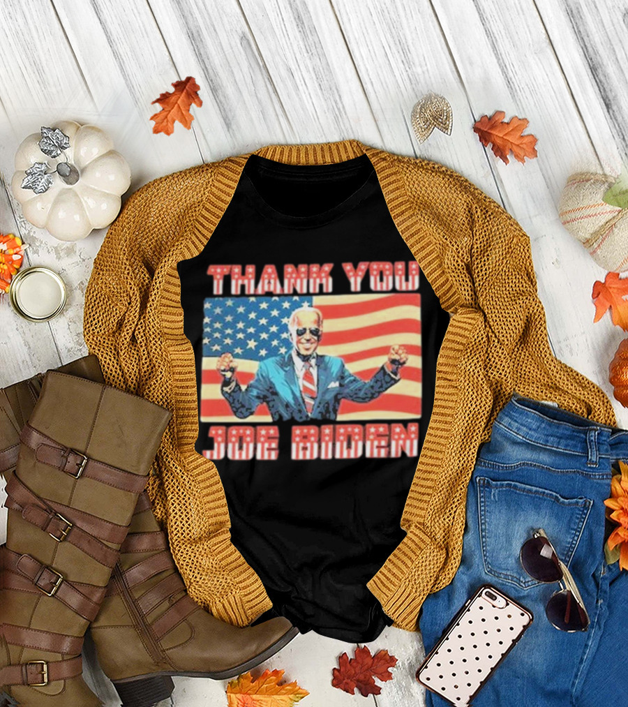 Thank You Joe Biden American Flag Background T-Shirt