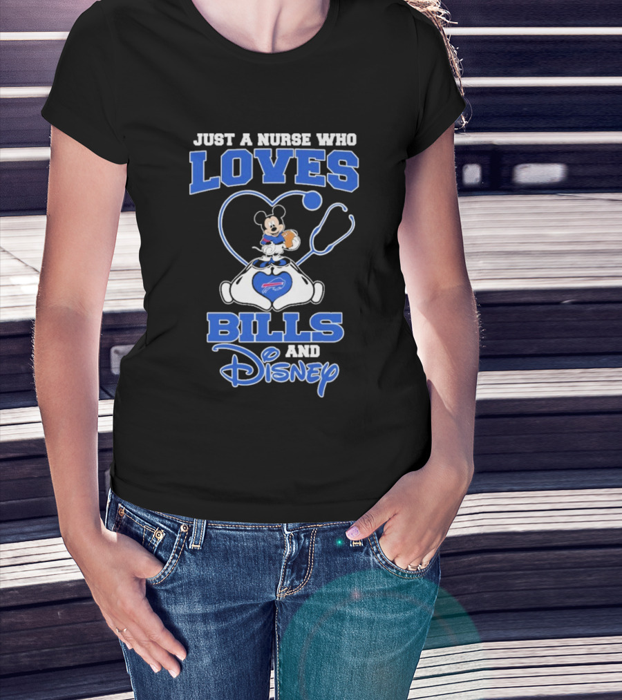 Just A Nurse Who Loves Buffalo Bills Mickey Mouse Disney Stethoscope T-Shirt