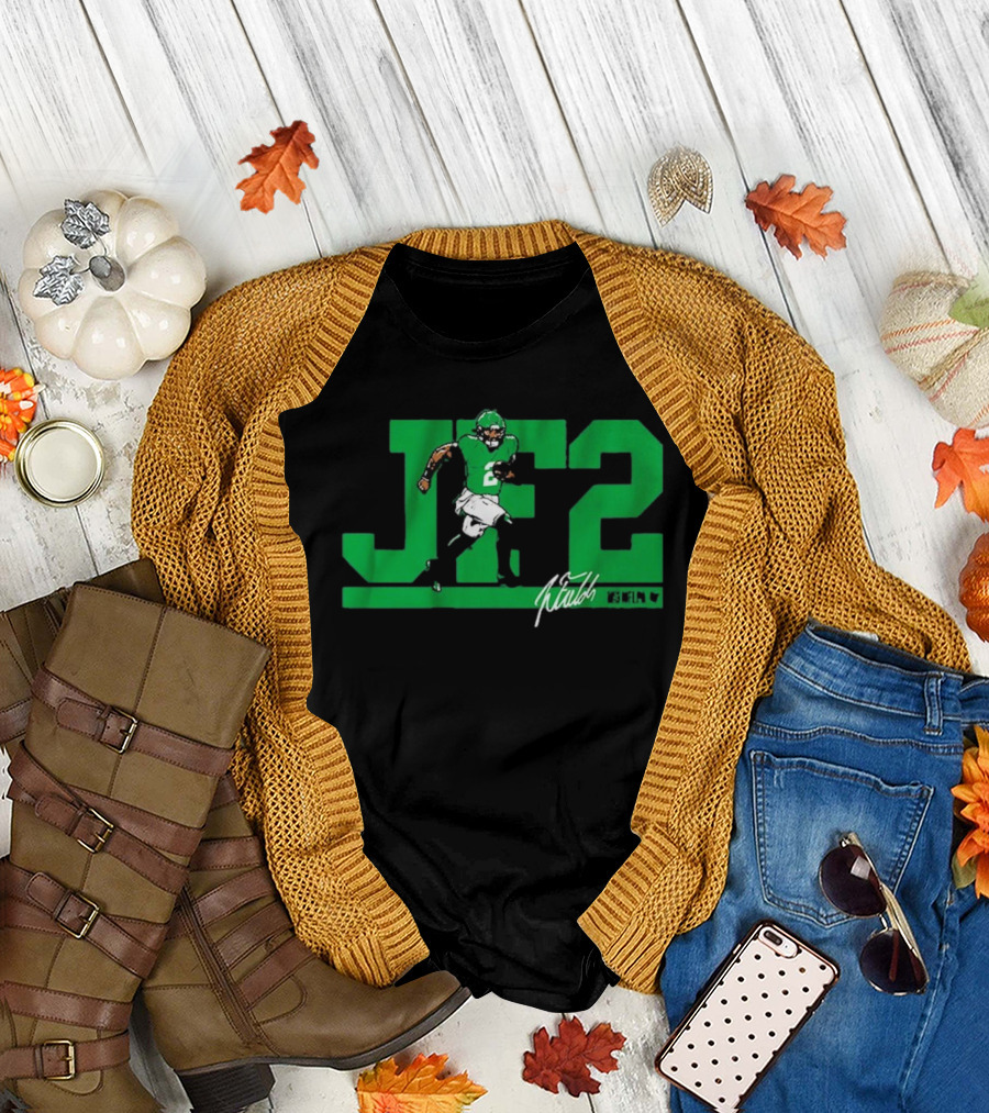 JF2 Justin Fields Green Running Back Number 2 Signature T-Shirt
