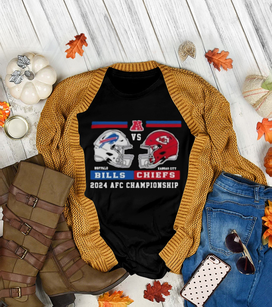 Buffalo Bills vs Kansas City Chiefs 2024 AFC Championship Helmets T-Shirt