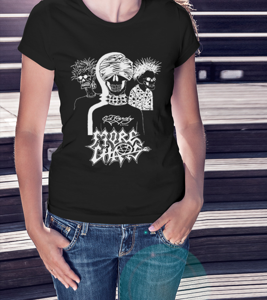 Ken Carson Ed Hardy More Chaos Friends Skulls Retro Punk Style T-Shirt