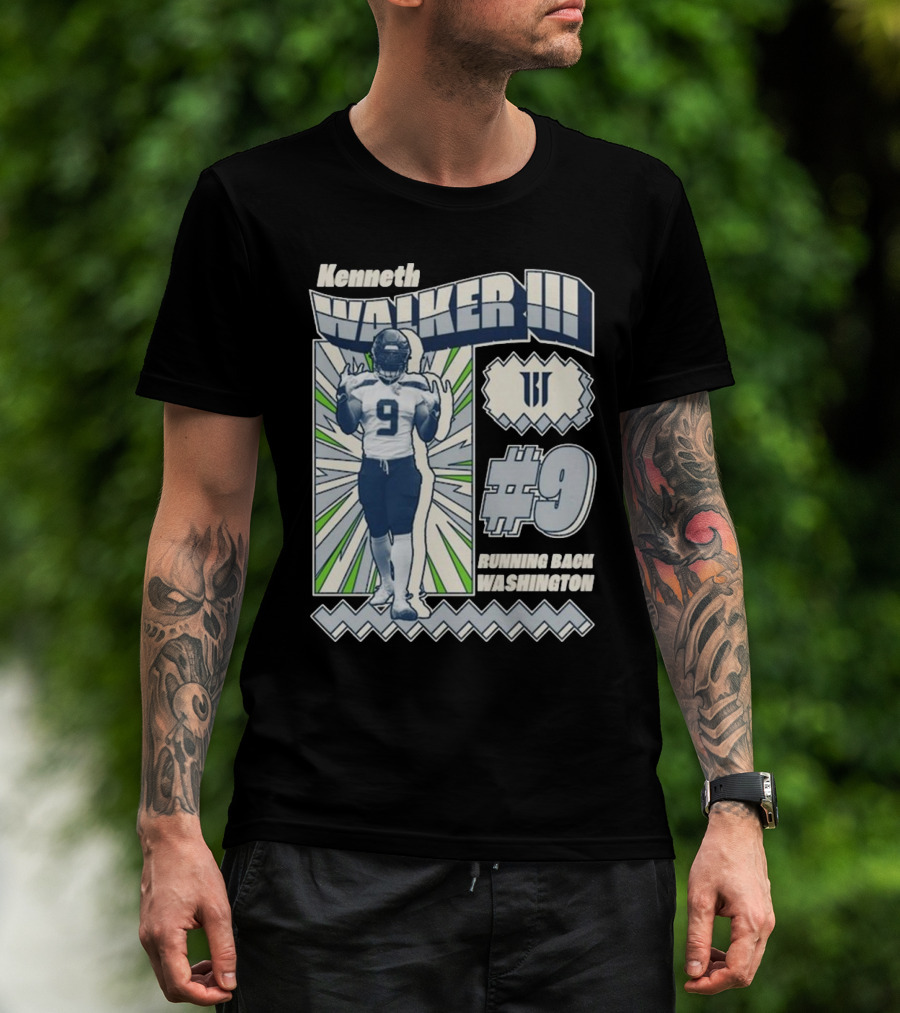 Kenneth Walker III #9 Running Back Washington Football T-Shirt
