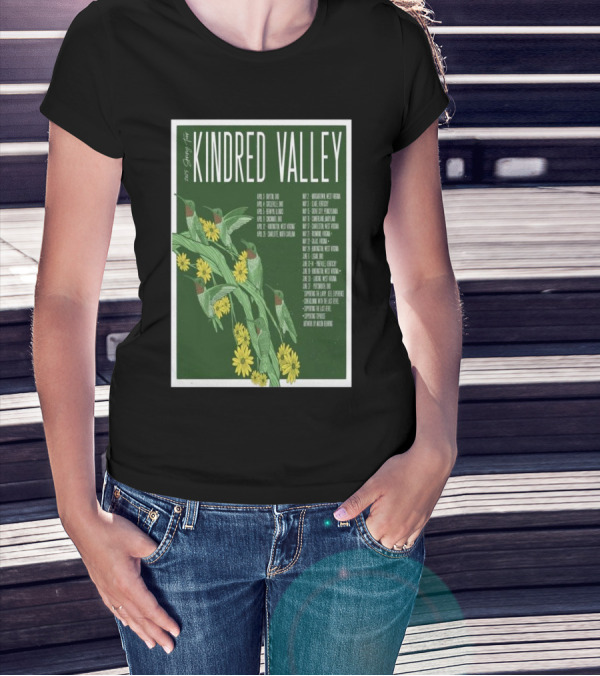 Kindred Valley 2025 Spring Tour Dates With Hummingbirds And Flowers T-Shirt