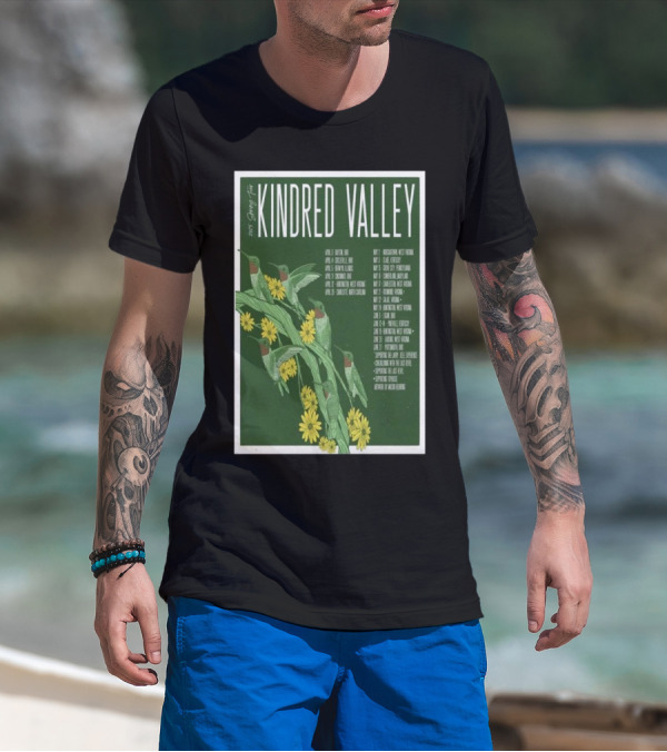 Kindred Valley 2025 Spring Tour Dates With Hummingbirds And Flowers T-Shirt