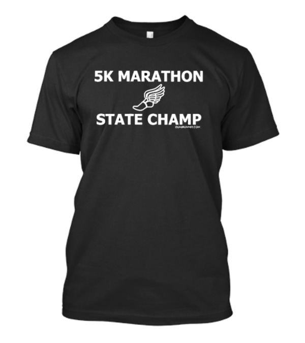5k Marathon State Champ Winged Shoe Logo T-Shirt