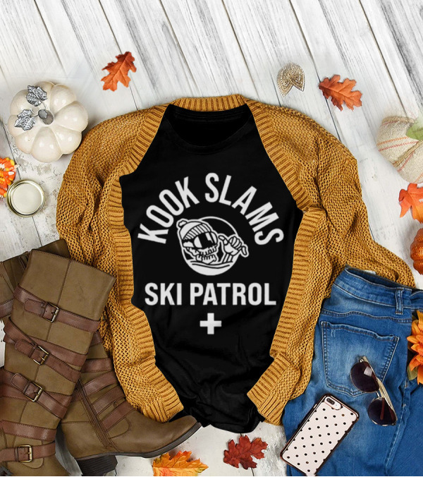 Kook Slams Ski Patrol Skeleton With Snow Goggles And Beanie T-Shirt
