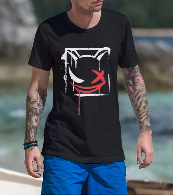 Kreekcraft Graffiti Smiling Face With Dripping Red X T-Shirt