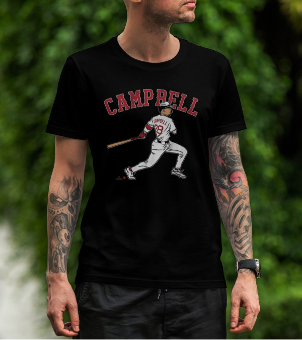 CAMPBELL 28 Baseball Player Swing Illustration T-Shirt