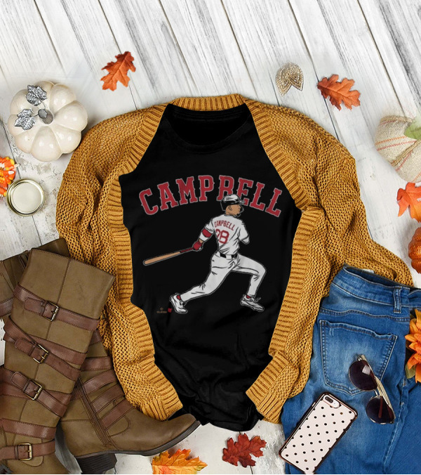 CAMPBELL 28 Baseball Player Swing Illustration T-Shirt