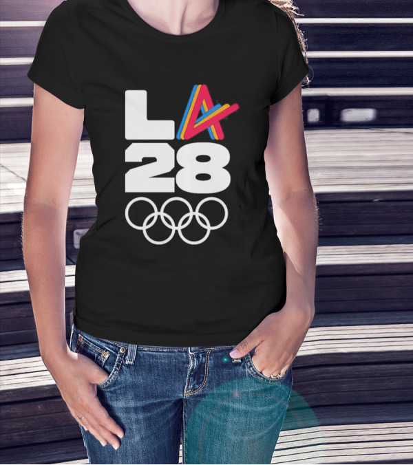 LA 2028 Olympics Multicolor Logo With Rings T-Shirt