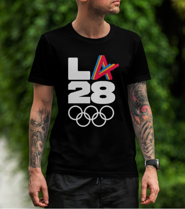LA 2028 Olympics Multicolor Logo With Rings T-Shirt