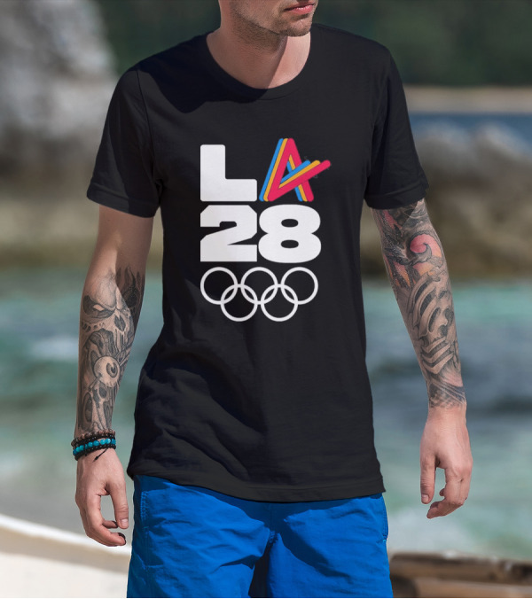 LA 2028 Olympics Multicolor Logo With Rings T-Shirt