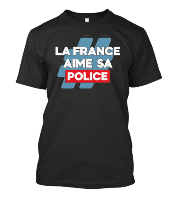La France Aime Sa Police Hashtag Red Rectangle T-Shirt