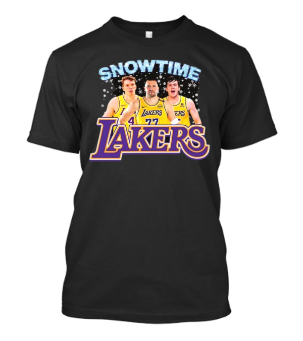 LA Lakers Snowtime Basketball Players In Yellow Jerseys T-Shirt